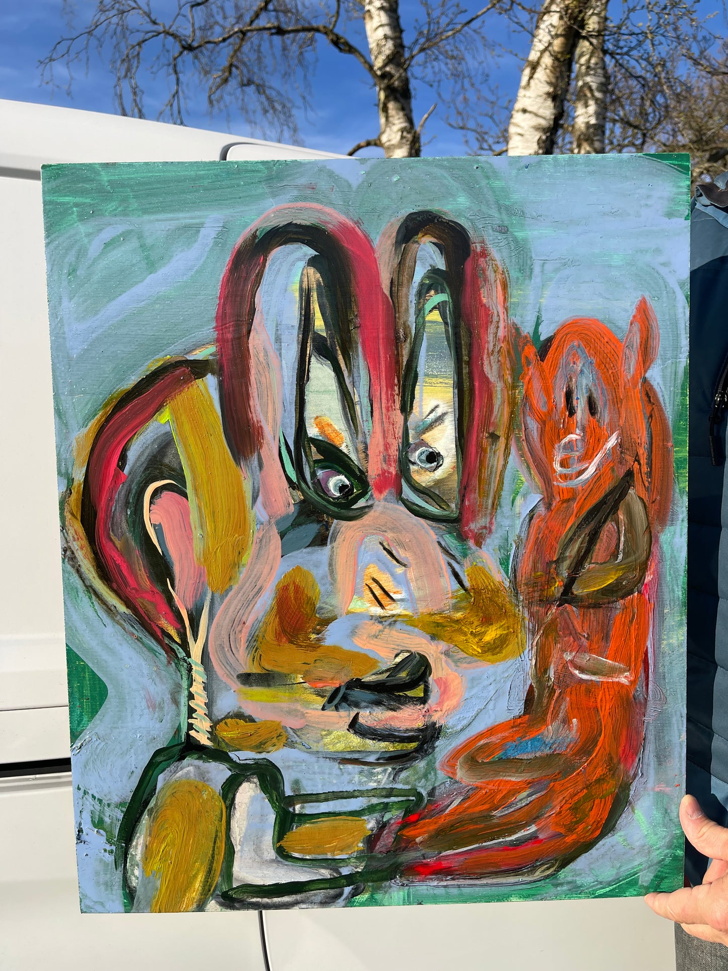 Nyfiken blå figur