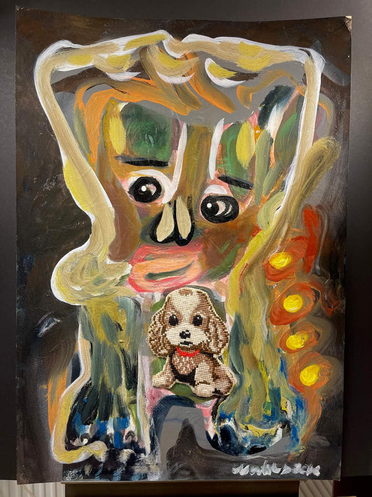 Far och son (Oinramad) – 91x64 cm